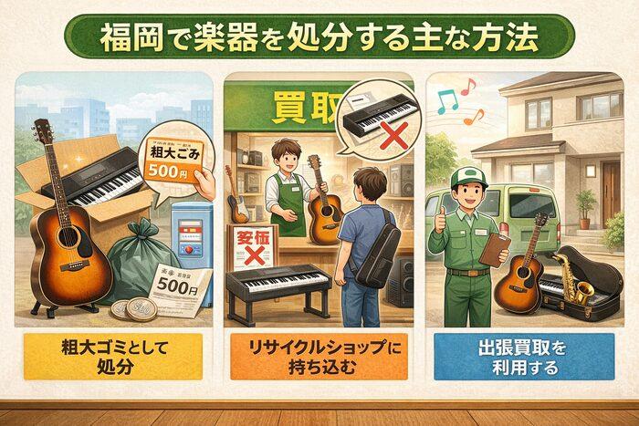福岡で楽器を処分する主な方法